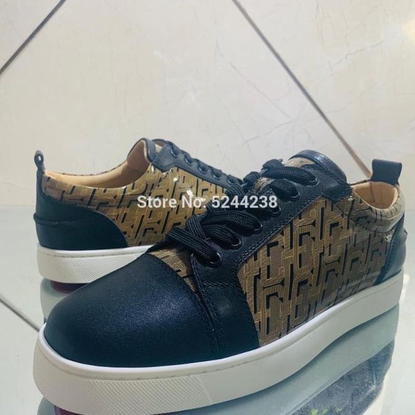 

low cut handmade green graffiti leather no rivet black toecap red bottom sports runner casual shoes for men flat casual loafers