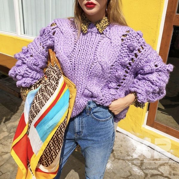 

women's sweaters hollow out loose knitted lantern sleeve o-neck solid pullover sweater female 2019 autumn warm ladies pullovers, White;black