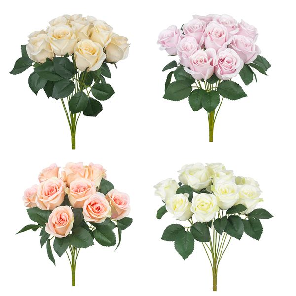 

artificial carter roses 12 heads 1 bunch rose flower home decoration pompom diy silk bouquet wedding vase flores artificiales florals deco