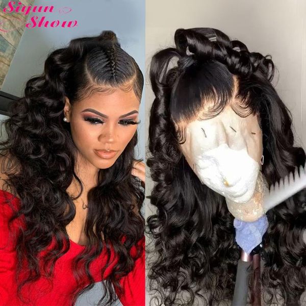 

lace wigs siyun show brazilian loose wave wig 30 inch 13Ã6 front natural hair remy human for women, Black;brown
