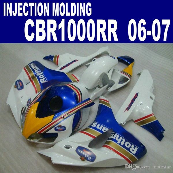 Molde de injeção motobike para as carenagens HONDA CBR1000RR 2006 2007 kit de carenagem freeship amarelo azul CBR 1000 RR 06 07 CP33