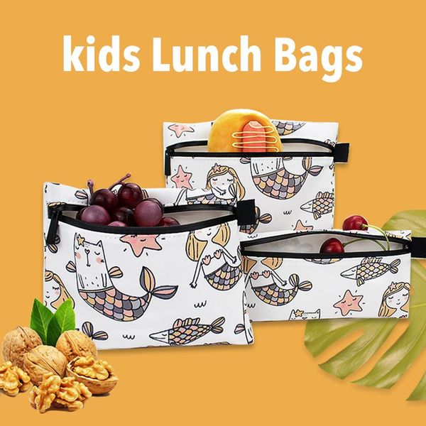 

3pcs reusable sandwich and snack bag-washable lunch bag fabric environmentally friendly alternative to plastic bag