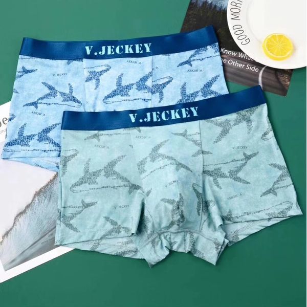

fashion brand weijie xia underwear screen silk screen dolphin ice silk printing series men's boxer/boxer underwear, Black;white