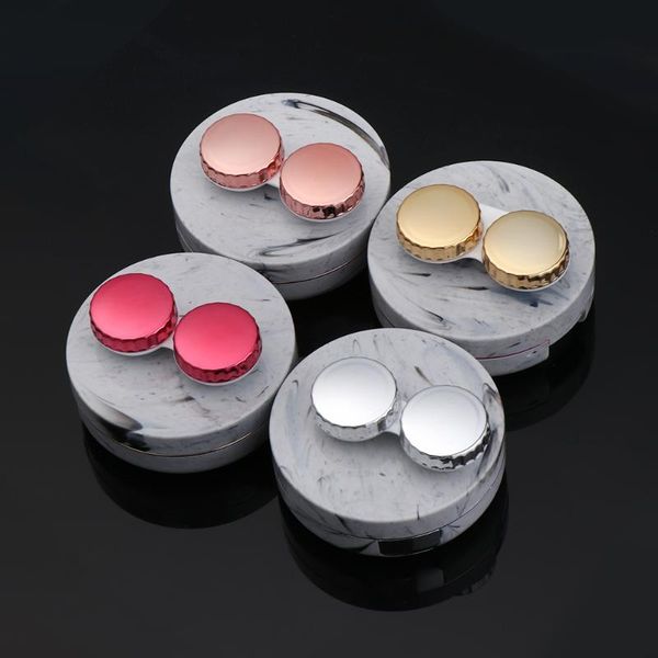 

other fashion accessories 1pc cute marble stripe contact lens case travel glasses lenses box for eyes care kit holder container suppo, Silver