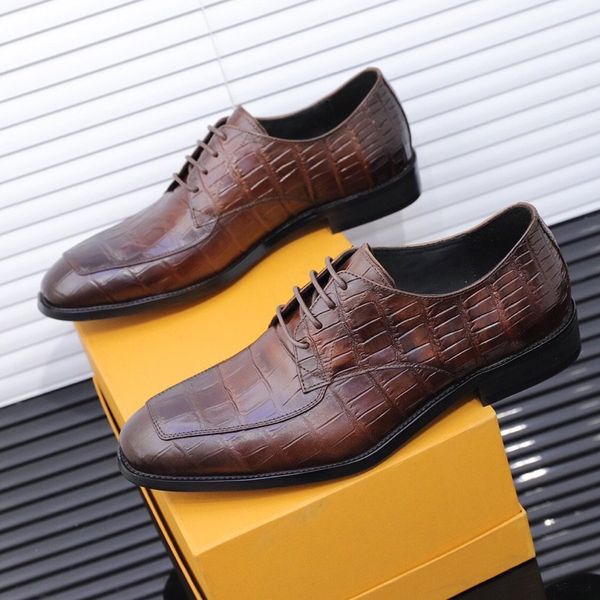 

2020 new luxury men's formal leather shoes, plus 38-44 lace-up business casual leather shoes men's formal wedding flat shoes asdf, Black