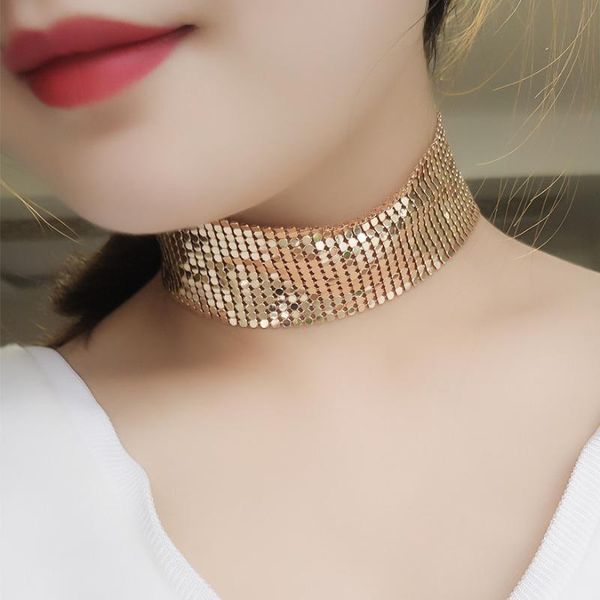 

новое прибытие металла choker ожерелья цвета золота широкий цепи ожерелье партии высокого качества свадебные украшения для женщин, Golden;silver