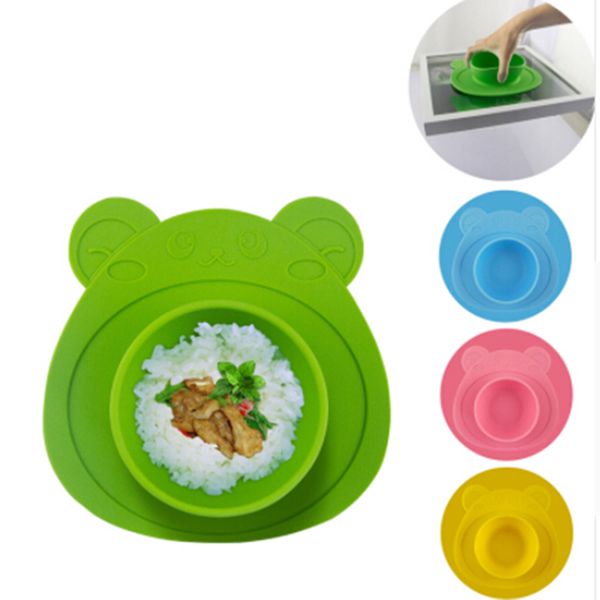 

100% Silicone Dishes Bowl With Suction Cup Silicone Feeding Food Plate Tray Dishes For Baby Toddler Kids Children Baby Plate