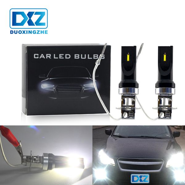 

dxz 2pcs h3 led fog lights blub car driving running lamp headlight turning parking bulb 1200lm 1860smd 6000k white 12v 24v