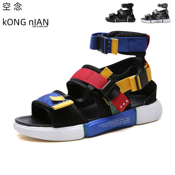

summer men sandals fashion gladiator rome style sandals daily outdoor casual shoes flat multicolor black buckle strap