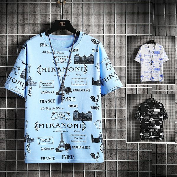 

t-shirt men 2020 summer new cotton short sleeve t-short printed male casual fashion shirts male men clothing, White;black