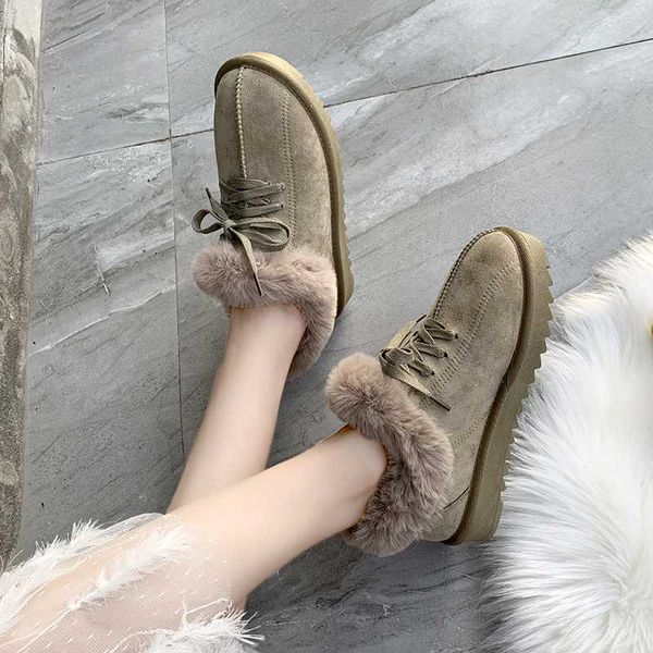 

2019 new female snow boots non-slip student plus velvet warm shoes flat lace women's boots plus velvet warm cotton shoes u11-37, Black