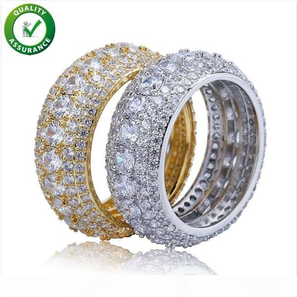 

designer jewelry mens gold rings hip hop iced out ring micro paved cz diamond engagement wedding finger ring for men women luxury wedding, Silver