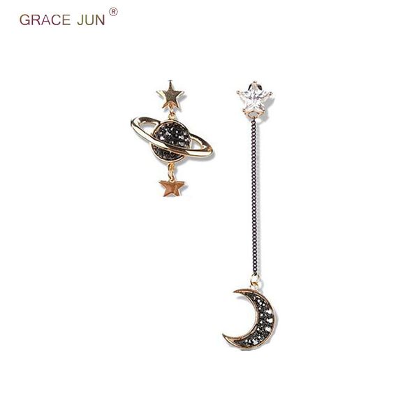 

grace jun korea style fashion double star clip on earrings no pierced for women vintage rhinestone cz no ear hole earrings new, Silver