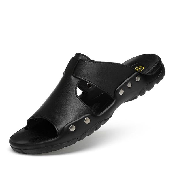 

xwhy brand leather beach sandals men's flip flops plus big sizes 48 49 50 51 men summer massage slippers breathable shoes male