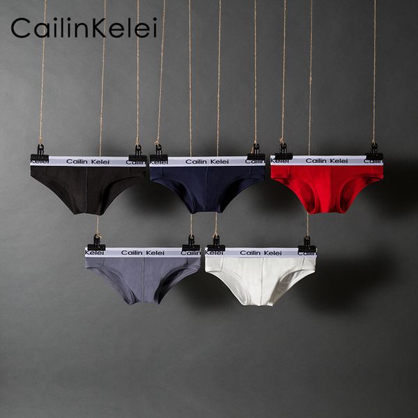 

cailinkelei brand comfortable mens underwear briefs print men's underwear cotton men's briefs bikini gay cueca, Black;white