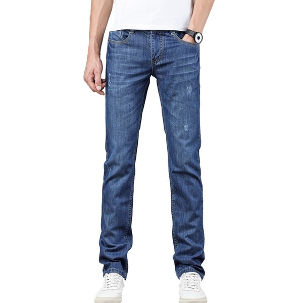 

baxulong new men's jeans cotton slim men's pants embroidery small straight casual jeans men, Blue