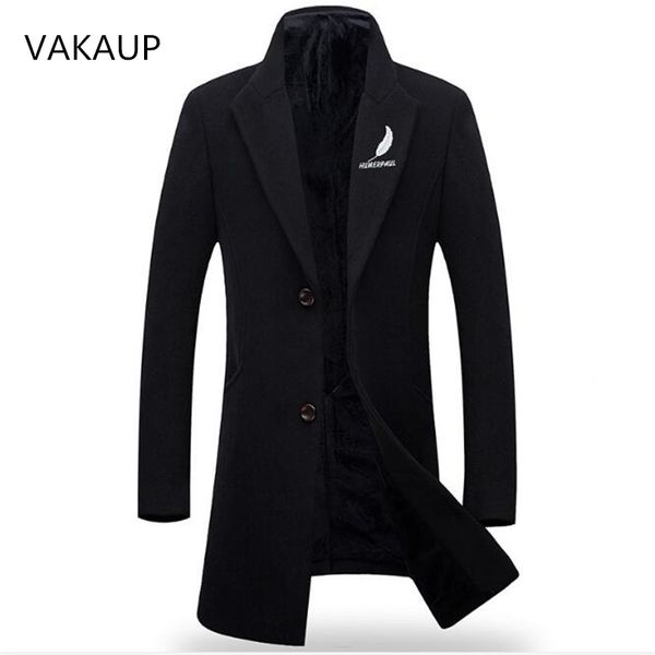 

2018 autumn winter embroidery woolen coat mens fleece medium length mens cashmere coat casual jacket embroidered feathers, Black