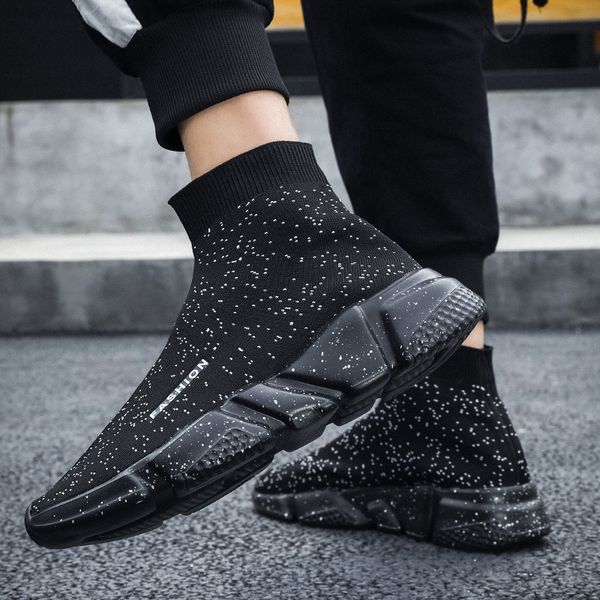 

new fashion gypsophila slip-on sneakers for women and men plus size sock shoes casual running sport shoes lightweight damping, Black