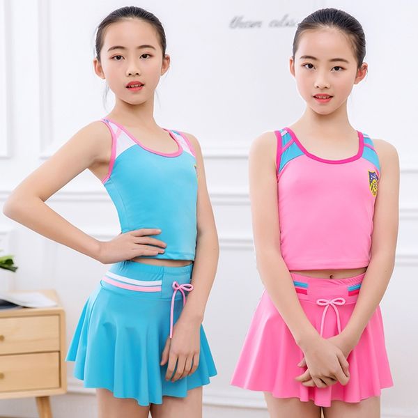 

female leisure student's sports split children's female children's leisure student's sports suit split swimsuit swimsuit, White;black