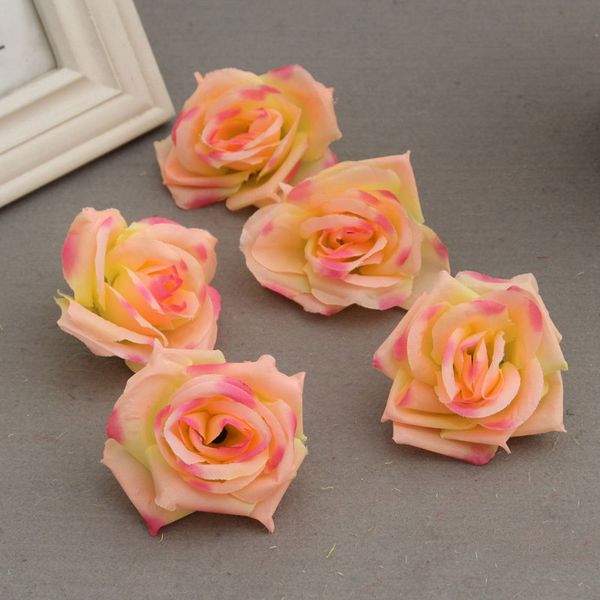 

50 pcs fake artificial silk rose heads flower buds diy bouquet home wedding craft decor supplies ty