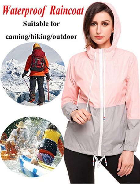 

2019 new waterproof women's stitching trench outdoor mountain jackets hooded sportswear raincoats coat, Black;brown