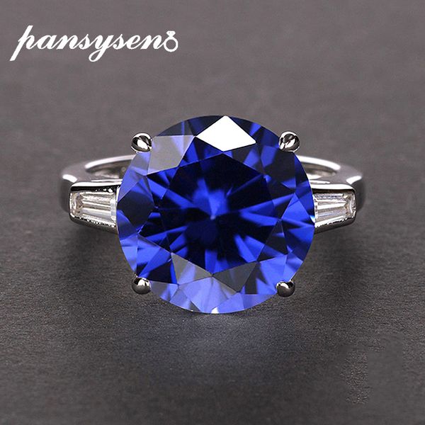 

pansysen women's natural sapphire rings 100% real 925 sterling silver jewelry gemstone ring 8 colors size 5-12 engagement gifts, Slivery;golden