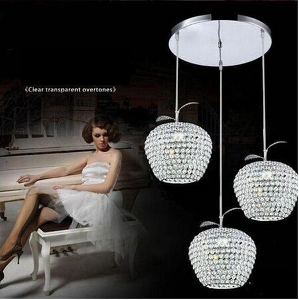 

lustres apple crystal led pendant lamp luminarias aisle balcony pendant light chrome lighting fixtures abajur e27 suspended lamp