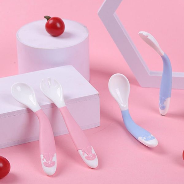 

2pcs декого обђени ложка bendable вилка набоѬ мали infant обђение пођда олове п
