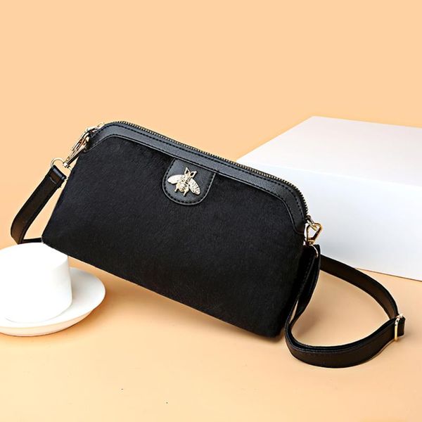 

fashion solid color bee decor shell crossbody bags women plush shoulder messenger bags