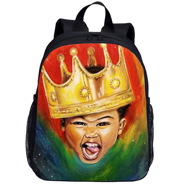 

13 inch backpacks kids boys girls cool black art african black boys 3d printing bookbag daily backbag school bag mochila escolar
