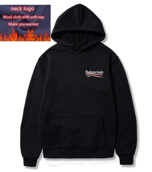 

19 mens off balenciaga designer white hoodie sweatshirt pullover fashion clothing brand men women sweater long sleeve high promotion, Black
