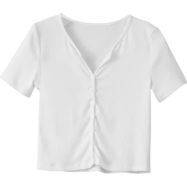 

2020 summer white short sleeve t-shirt female slim short cardigan female