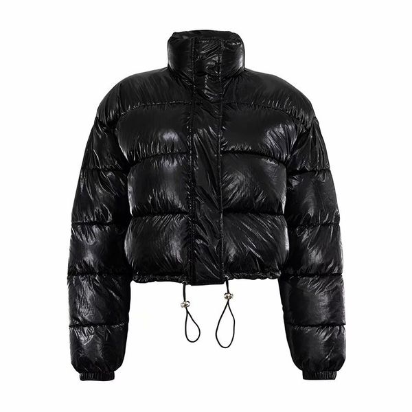 

зима короткий хлопок проложенный одежды бомбардировщик куртка женская куртка с хлопком стоять воротник свободно куртки женские пальто и курт, Black