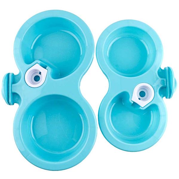 

new pet bowl automatic drinking fountain feeder hanging dog bowl pet double bowl feeding dog drinking water