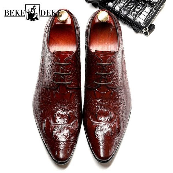 

mens formal shoes genuine leather male oxfords 2019 new pointed toe british men dress wedding shoes lace up brogues office, Black