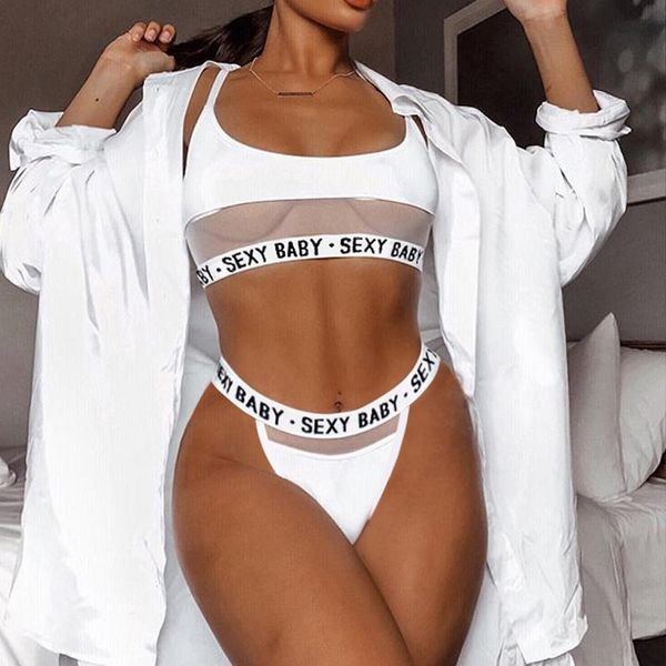 

summer fashion letter solid patchwork underwear women set women lingerie underwear g-string set lingerie femme, Red;black