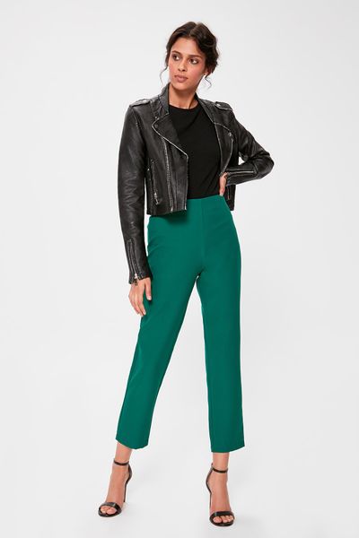 

trendyol emerald green basic pants twoaw20pl0056, Black;white