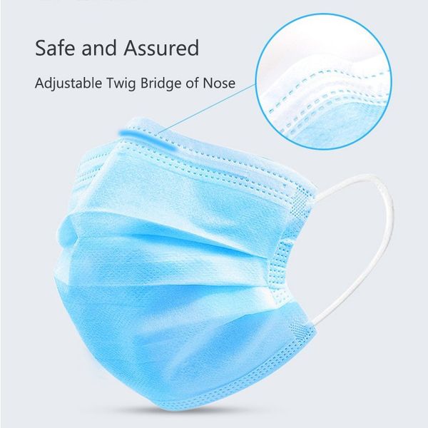 

in stcok disposable face masks daily three layer protective mask anti fog dust-proof non-woven disposable for civil use ship via tnt