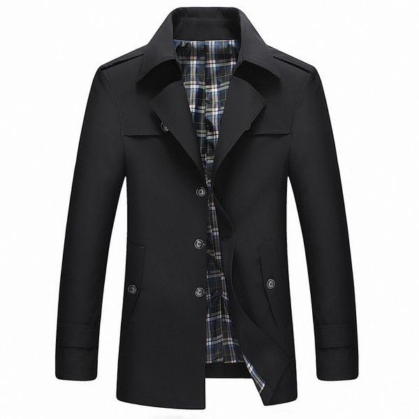 

business casual windbreaker jacket 2019 men's solid color long windbreaker masculina jacket large size, Tan;black