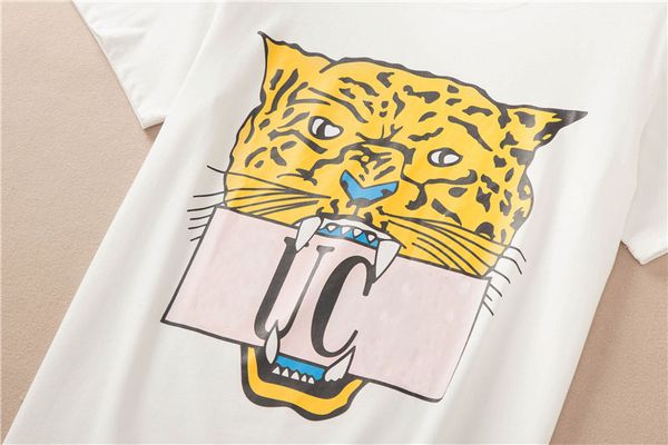 

designer womens t shirt printed summer woman animal printed t shirt desing own creative shirts luxury casual women tee, White