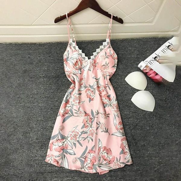 

женщины атласная ночная рубашка кружева пижамы цветок принтин ночная рубашка лук пижамы camisa de noite mulher 2019 новое поступление горяча, Black;red