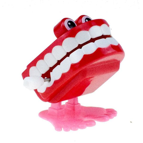 

red yellow spring-winding with eyes jumping teeth ghost teeth halloween christmas small gifts winding toy