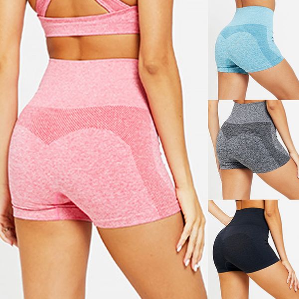 Completi da yoga Pantaloncini sportivi da donna Fitness Pantaloni a vita alta tinta unita senza cuciture Corsa casual