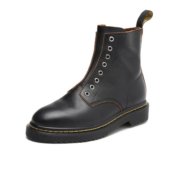 

2020 fashion popular nana same martin boots 1460 leather no laces side zipper retro flat short boots designer handsome motorcycle boots, Black