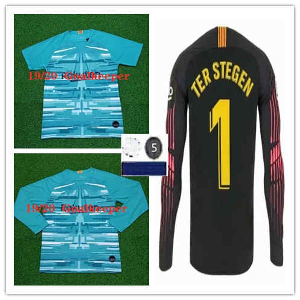 

ter stegen portiere maglia da calcio a manica lunga 19 20 nero 1 ter stegen 13 cillessen camicia messi goalkeep 18 19 20 football jersey gk, Black;yellow