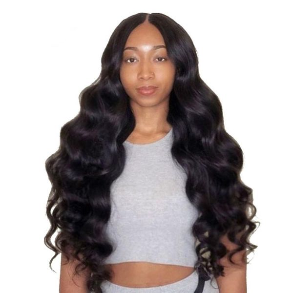 

long body wave lace front wig with baby hair brazilian remy wigs for women lace front human hair wigs pre plucked, Black