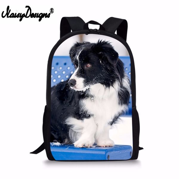 

noisydesigns women's backpack for lapborder collie puppy design backpack female male lapdouble shoulder bag dropshipping