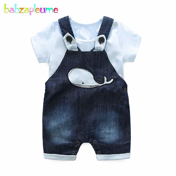 

2piece / 2020 лето новорожденный ребенок мальчики одежда с коротким рукавом хлопок bodysuit + мультфильм симпатичные denim комбинезоны для н, White