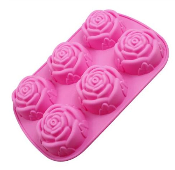 

6-rose flower silicone cake ice cream chocolate mold soap silicone molds 3d cupcake bakeware baking dish cake pan