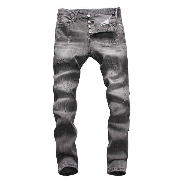 

2020new fashion designer jeans men straight slim elastic jeans mens casual biker male stretch denim trouser classic pants, Blue